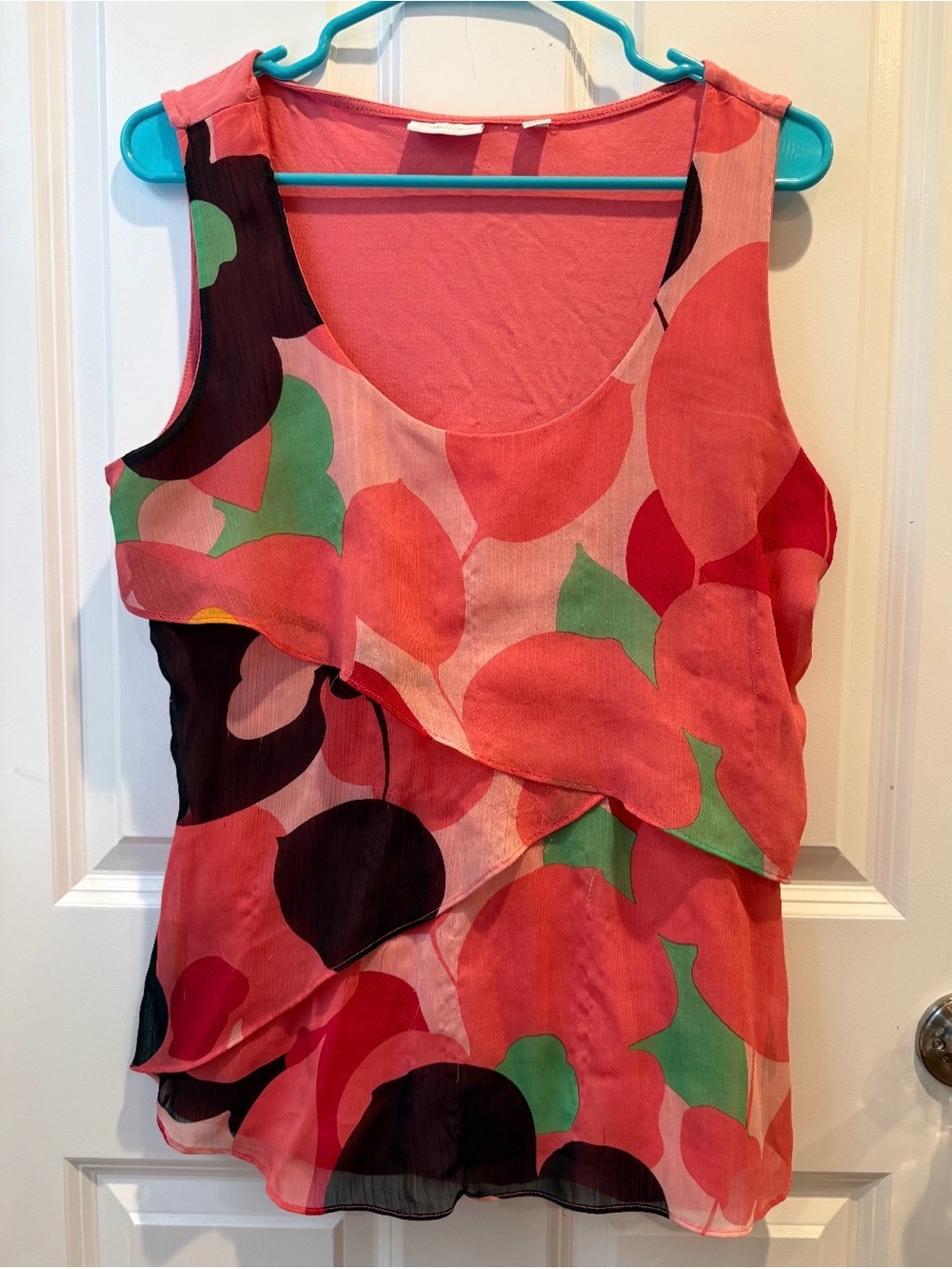 New York & Company Women’s Top, Size Medium Stretch, Floral, Ruffles